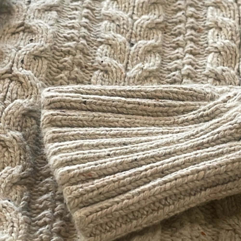 Goodfellow & Co Mens Large Cable knit Sweater Oatmeal Long Sleeve Crewneck - Picture 9 of 11